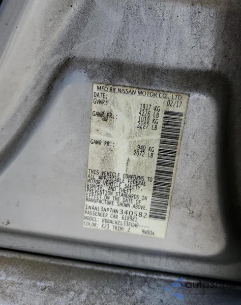 2017 Nissan Altima 2.5 from USA, damaged, VIN 1N4AL3AP7HN340582